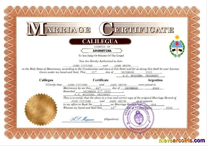 Argentina marriage certificate